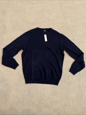 J. Crew Men's Navy Crewneck Sweater 100% Cashmere
